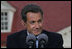 President Nicolas Sarkozy of France listens to a reporter's question Wednesday, Nov. 7, 2007, during a joint press availability with President George W. Bush at the Mount Vernon Estate in Mount Vernon, Va. President Sarkozy told President Bush, "I get the distinct sense that it is France that has been welcomed so warmly, with so much friendship, so much love... So when I say that the French people love the American people, that is the truth and nothing but the truth."