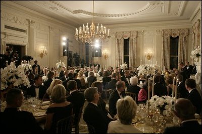 The Prince of Wales addresses guests, Wednesday, Nov. 2, 2005, in the White House State Dining Room, at the official dinner for the Prince of Wales and Duchess of Cornwall.