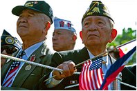 World War II Filipino-American veterans attend the State Arrival Ceremony for President Gloria Macapagal-Arroyo of the Philippines on the South Lawn May 19, 2003. Presidents Bush and Arroyo in a joint statement reviewed with pride the contributions made by Philippine World War II veterans who gave so much in defense of freedom. 